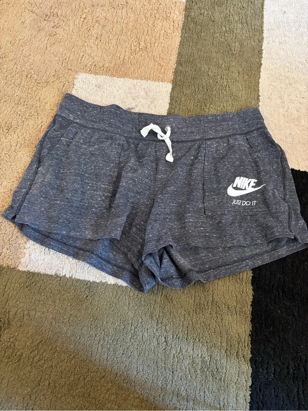 D-2 Nike Women's Gray Athletic Fleece Shorts with White Logo